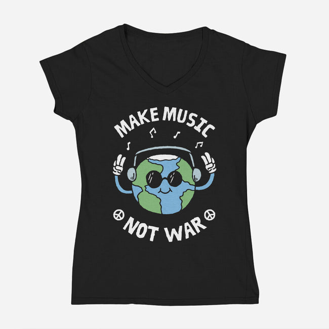 Make Music Not War-Womens-V-Neck-Tee-brunopires