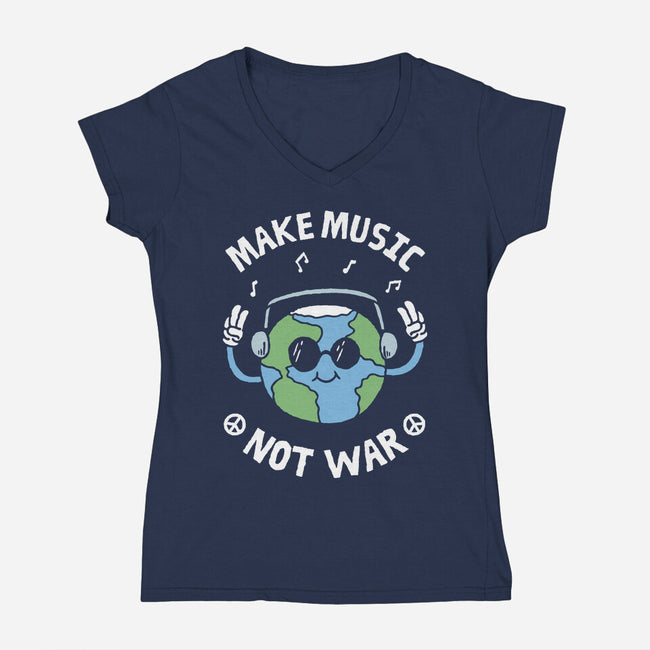 Make Music Not War-Womens-V-Neck-Tee-brunopires