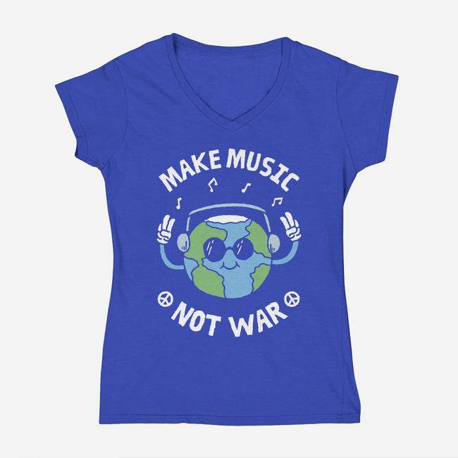 Make Music Not War-Womens-V-Neck-Tee-brunopires