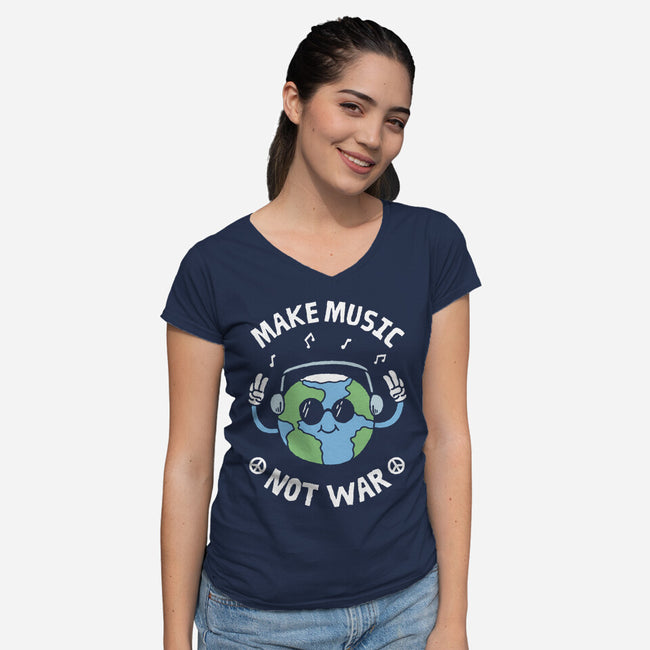 Make Music Not War-Womens-V-Neck-Tee-brunopires