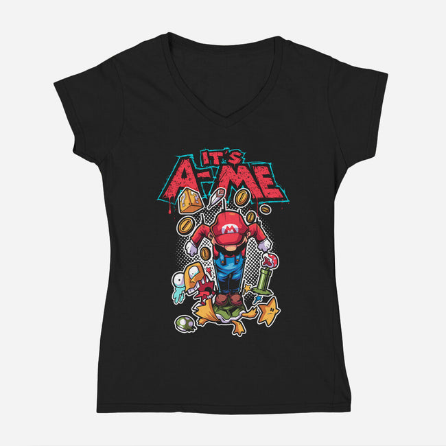It's A Me-Womens-V-Neck-Tee-Diego Oliver