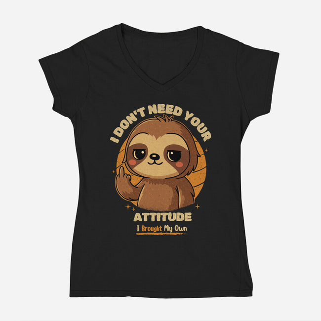 Sloth With Attitude-Womens-V-Neck-Tee-Trendlory