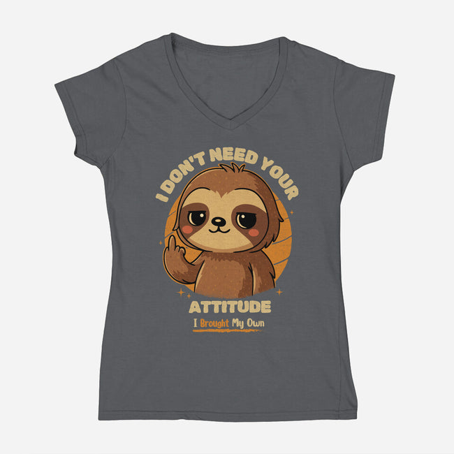 Sloth With Attitude-Womens-V-Neck-Tee-Trendlory