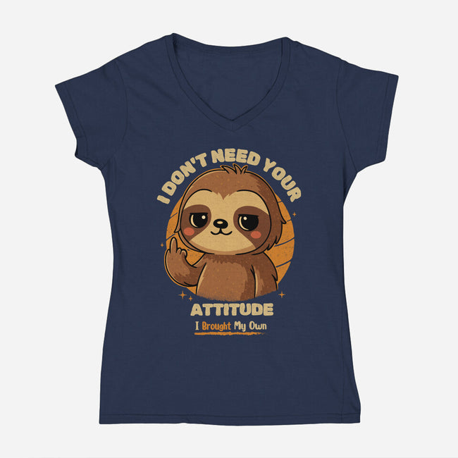 Sloth With Attitude-Womens-V-Neck-Tee-Trendlory