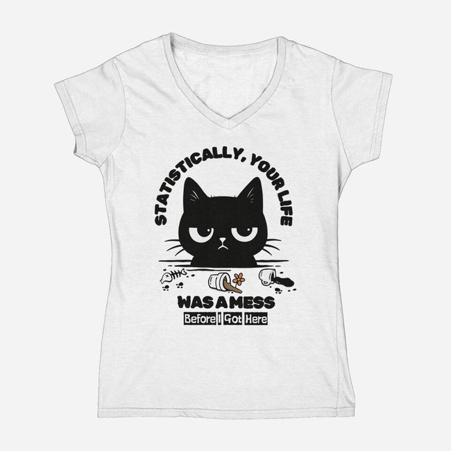 Statistically Your Life Was A Mess-Womens-V-Neck-Tee-Trendlory