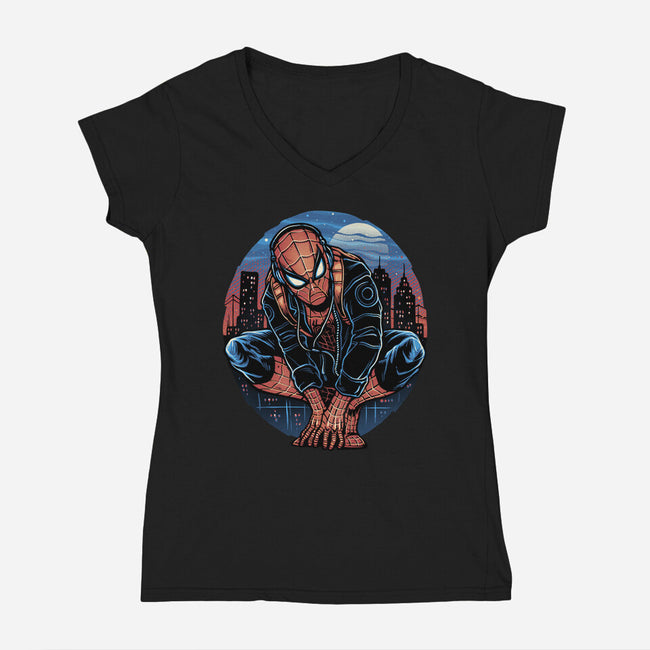 Big City Crawler-Womens-V-Neck-Tee-glitchygorilla