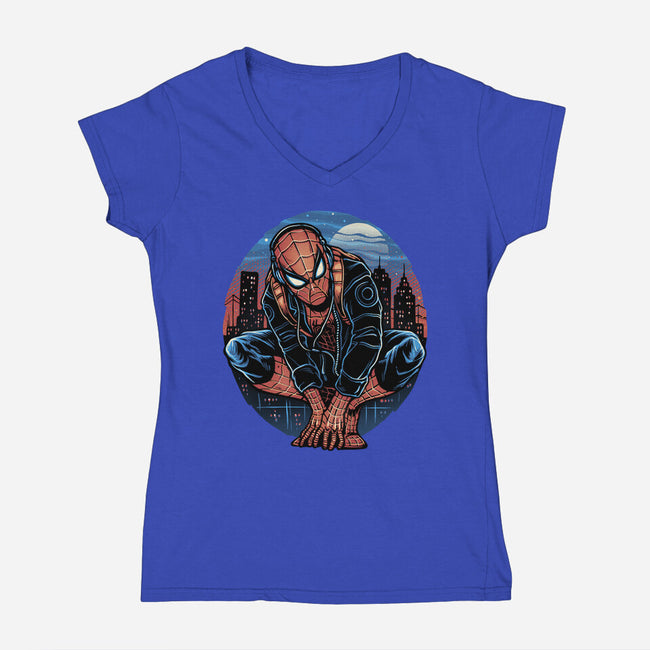 Big City Crawler-Womens-V-Neck-Tee-glitchygorilla