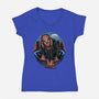 Big City Crawler-Womens-V-Neck-Tee-glitchygorilla