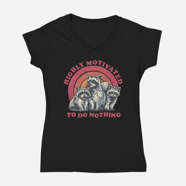 Highly Motivated To Do Nothing-Womens-V-Neck-Tee-glitchygorilla