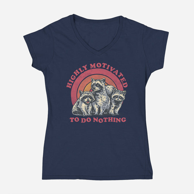 Highly Motivated To Do Nothing-Womens-V-Neck-Tee-glitchygorilla