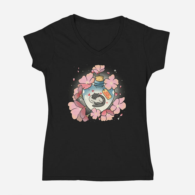 Love Meow-Womens-V-Neck-Tee-Freecheese