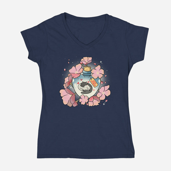 Love Meow-Womens-V-Neck-Tee-Freecheese