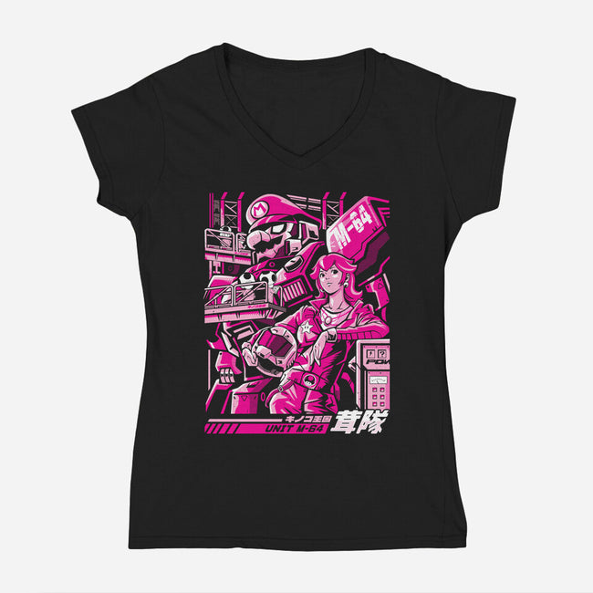 Turtle Destroyer-Womens-V-Neck-Tee-arace