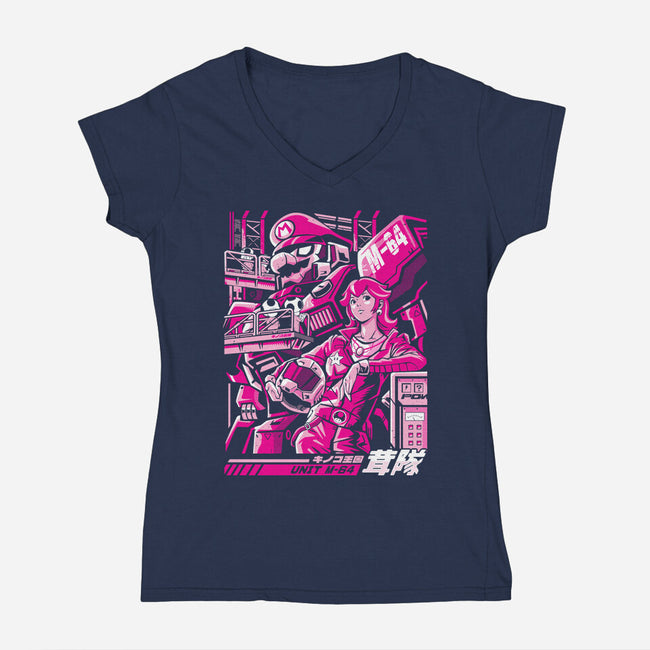 Turtle Destroyer-Womens-V-Neck-Tee-arace