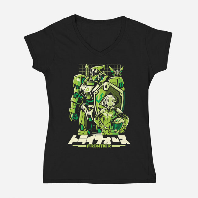 Triad Frontier-Womens-V-Neck-Tee-arace