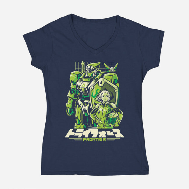 Triad Frontier-Womens-V-Neck-Tee-arace