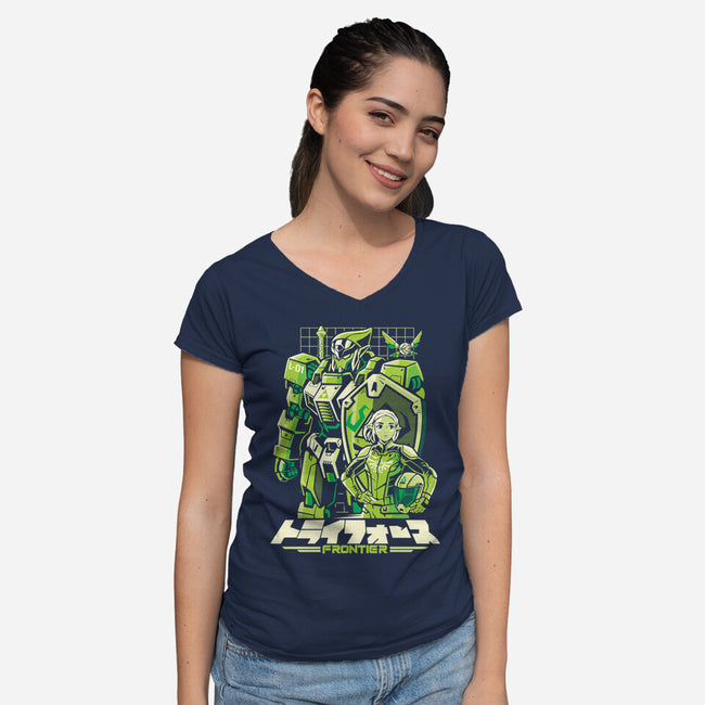 Triad Frontier-Womens-V-Neck-Tee-arace