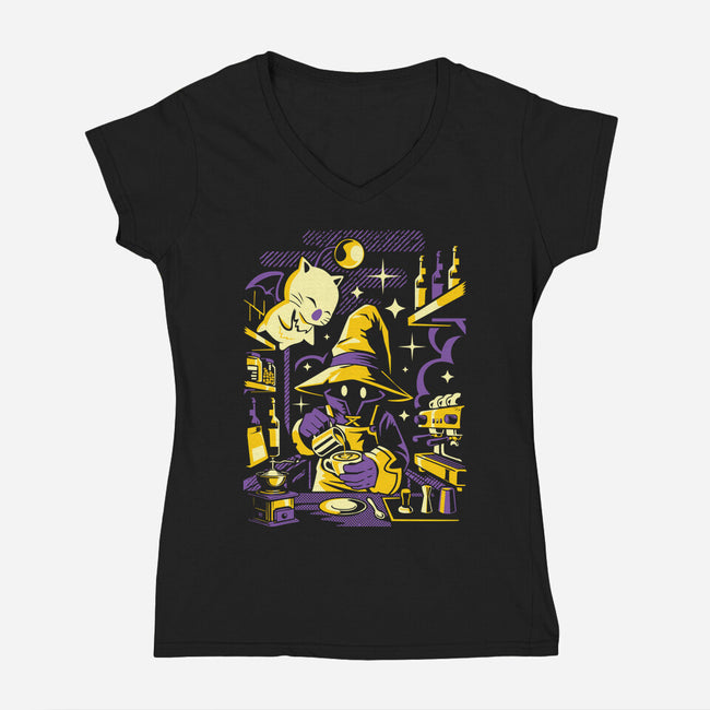 Mage Latte-Womens-V-Neck-Tee-arace