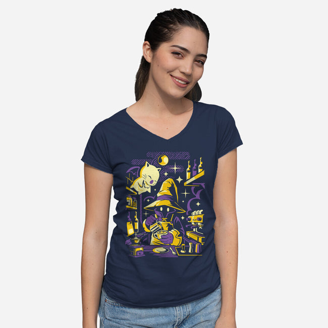Mage Latte-Womens-V-Neck-Tee-arace