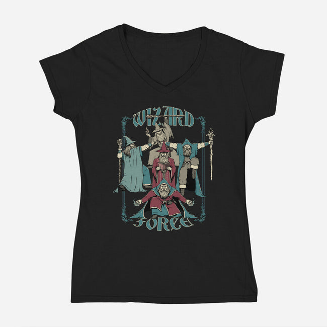 Wizard Force-Womens-V-Neck-Tee-pigboom