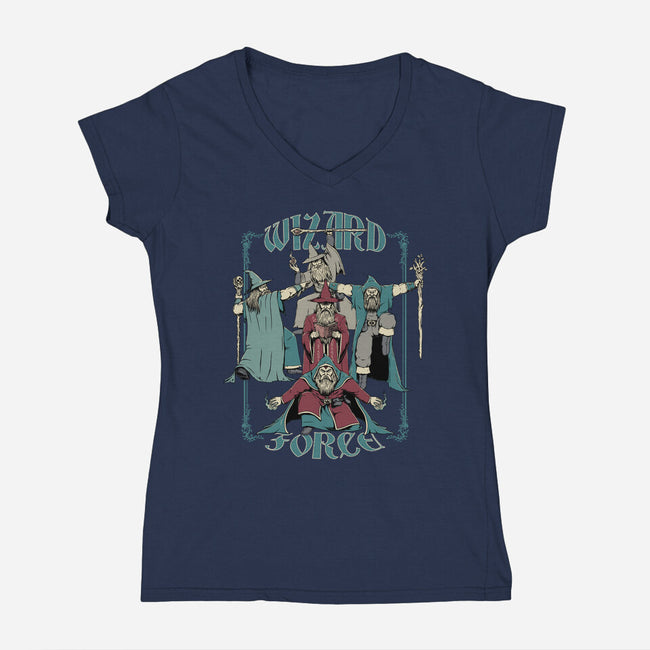 Wizard Force-Womens-V-Neck-Tee-pigboom