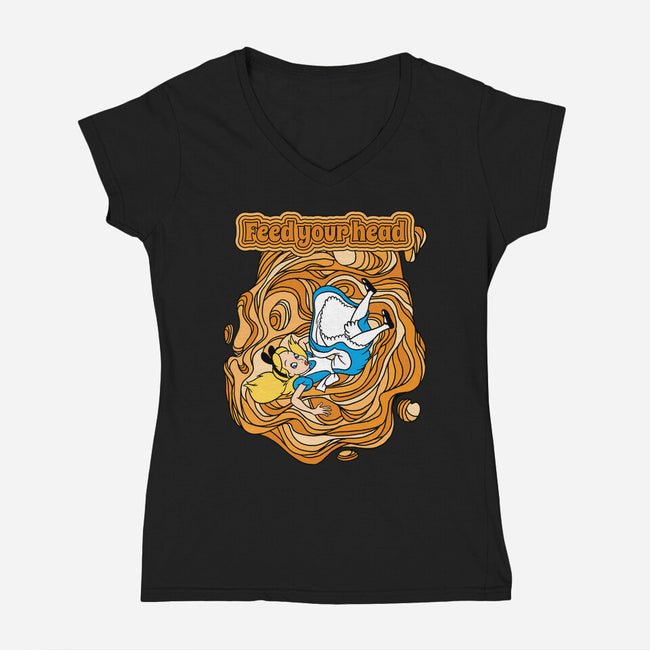 Feed Your Head-Womens-V-Neck-Tee-imisko