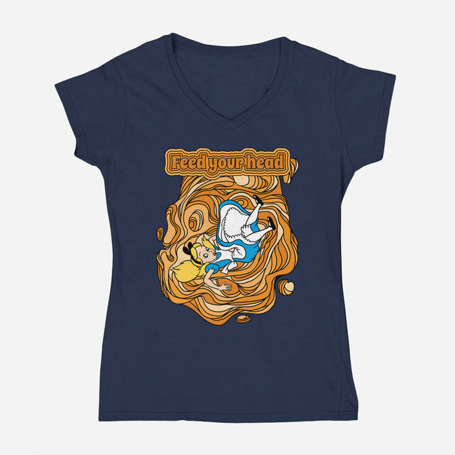 Feed Your Head-Womens-V-Neck-Tee-imisko