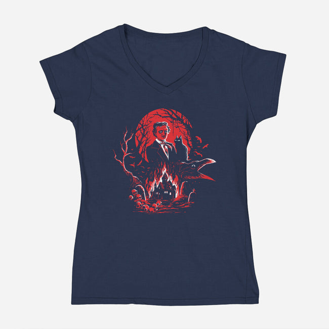 Gothic Horror-Womens-V-Neck-Tee-zascanauta