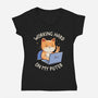 Working Hard On My Puter-Womens-V-Neck-Tee-tobefonseca