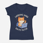 Working Hard On My Puter-Womens-V-Neck-Tee-tobefonseca
