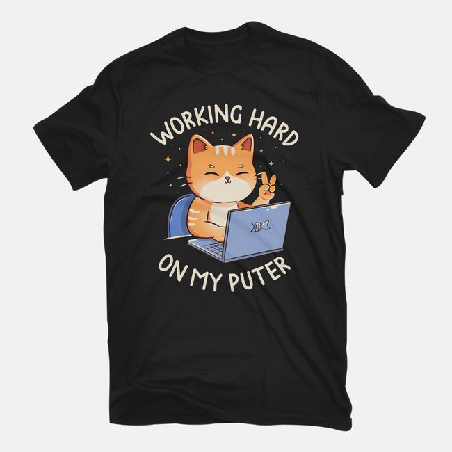 Working Hard On My Puter-Mens-Basic-Tee-tobefonseca