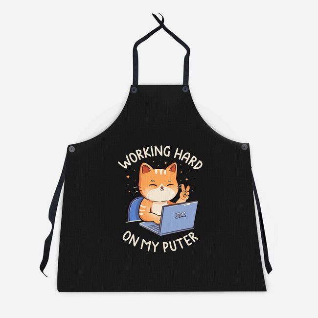 Working Hard On My Puter-Unisex-Kitchen-Apron-tobefonseca