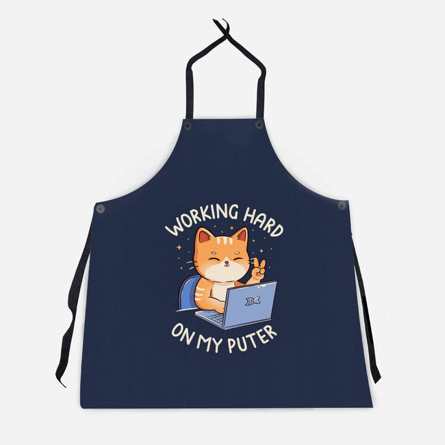 Working Hard On My Puter-Unisex-Kitchen-Apron-tobefonseca