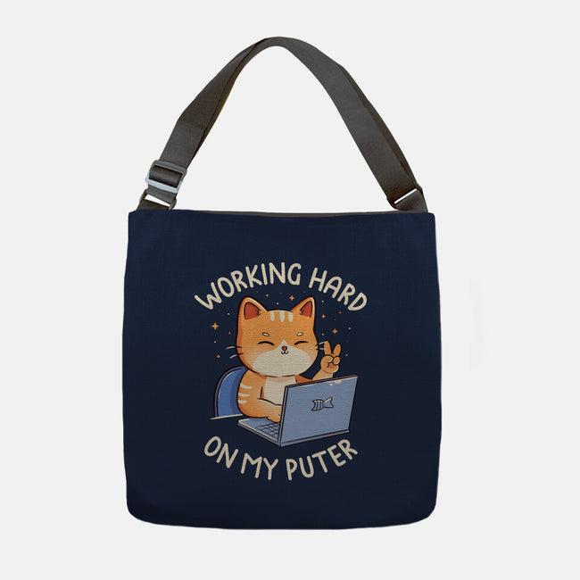 Working Hard On My Puter-None-Adjustable Tote-Bag-tobefonseca