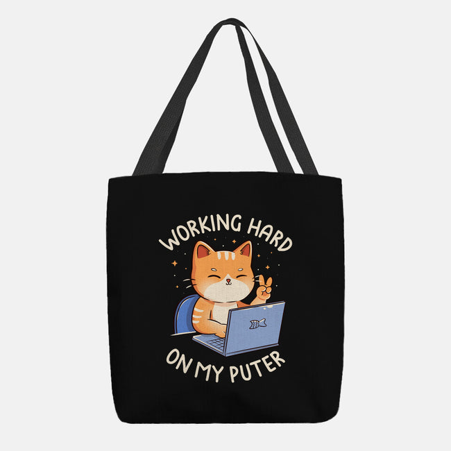 Working Hard On My Puter-None-Basic Tote-Bag-tobefonseca