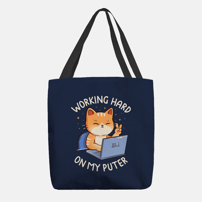 Working Hard On My Puter-None-Basic Tote-Bag-tobefonseca