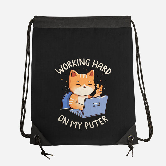 Working Hard On My Puter-None-Drawstring-Bag-tobefonseca
