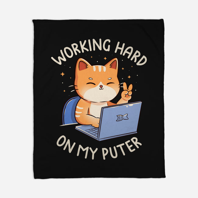 Working Hard On My Puter-None-Fleece-Blanket-tobefonseca