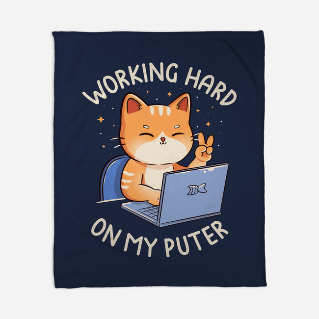 Working Hard On My Puter-None-Fleece-Blanket-tobefonseca