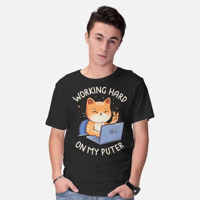 Working Hard On My Puter-Mens-Basic-Tee-tobefonseca