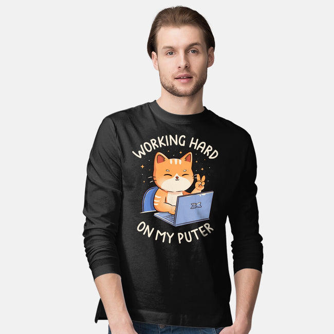 Working Hard On My Puter-Mens-Long Sleeved-Tee-tobefonseca