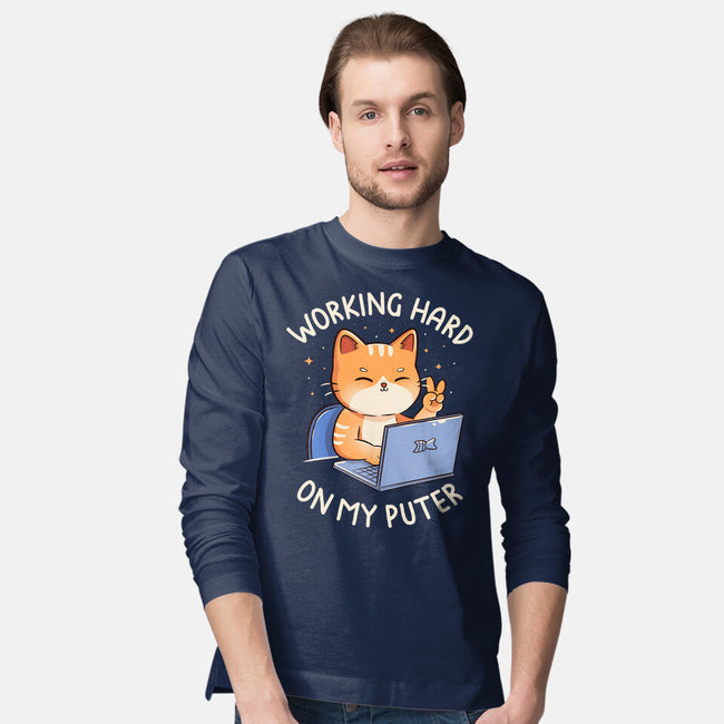 Working Hard On My Puter-Mens-Long Sleeved-Tee-tobefonseca