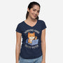 Working Hard On My Puter-Womens-V-Neck-Tee-tobefonseca