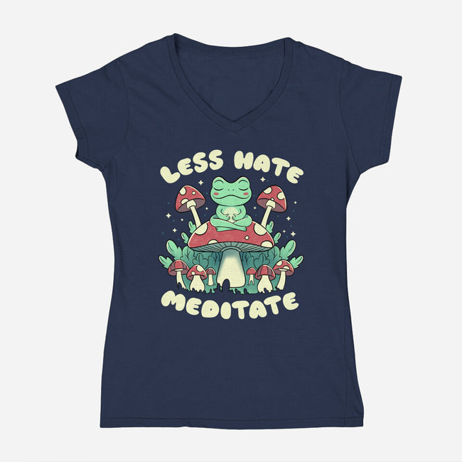 Less Hate Meditate-Womens-V-Neck-Tee-tobefonseca
