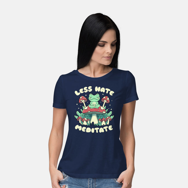 Less Hate Meditate-Womens-Basic-Tee-tobefonseca