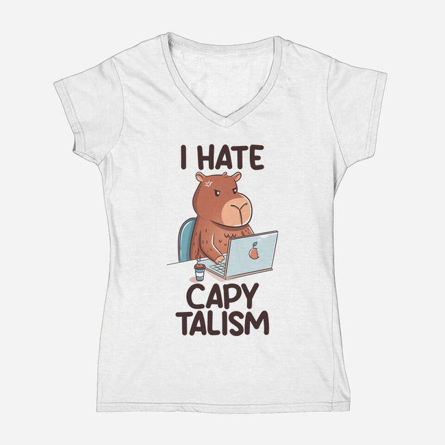 I Hate CapyTalism-Womens-V-Neck-Tee-tobefonseca