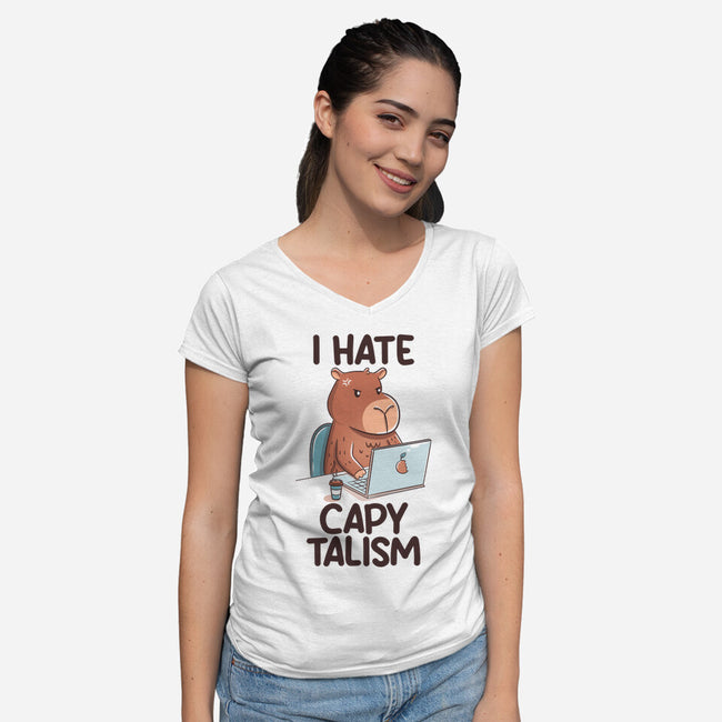 I Hate CapyTalism-Womens-V-Neck-Tee-tobefonseca