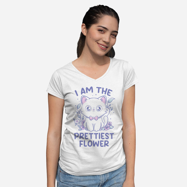 I Am The Prettiest Flower-Womens-V-Neck-Tee-tobefonseca