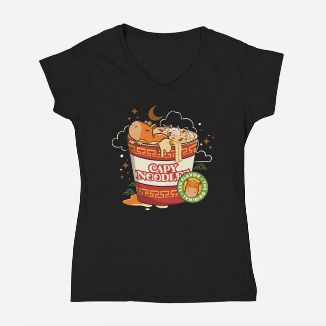 Capy Noodles-Womens-V-Neck-Tee-tobefonseca