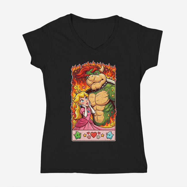 Sexy Bowser-Womens-V-Neck-Tee-Millersshoryotombo
